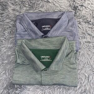 2 UNTUCKit Men's Sz L  Hannifer Performance Polo Stretch Preppy Golf